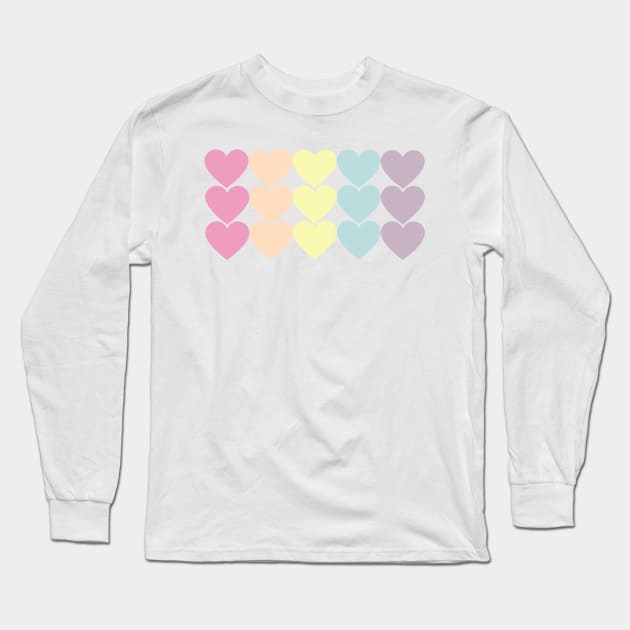 Pastel macron colourful heart pattern Long Sleeve T-Shirt by LukjanovArt